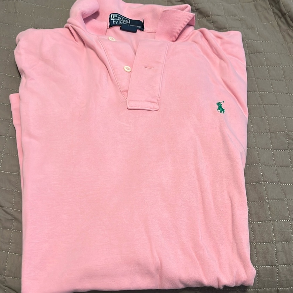 Used medium pink polo, short sleeved